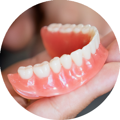 traditional denture model placed on counter